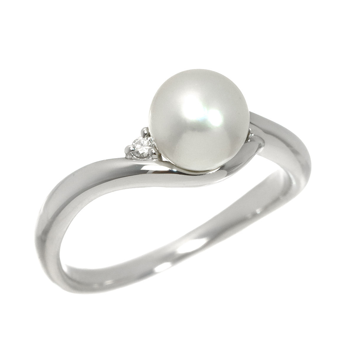 Akoya Pearl Diamond Ring Pt Platinum size5.5-5.75(US)