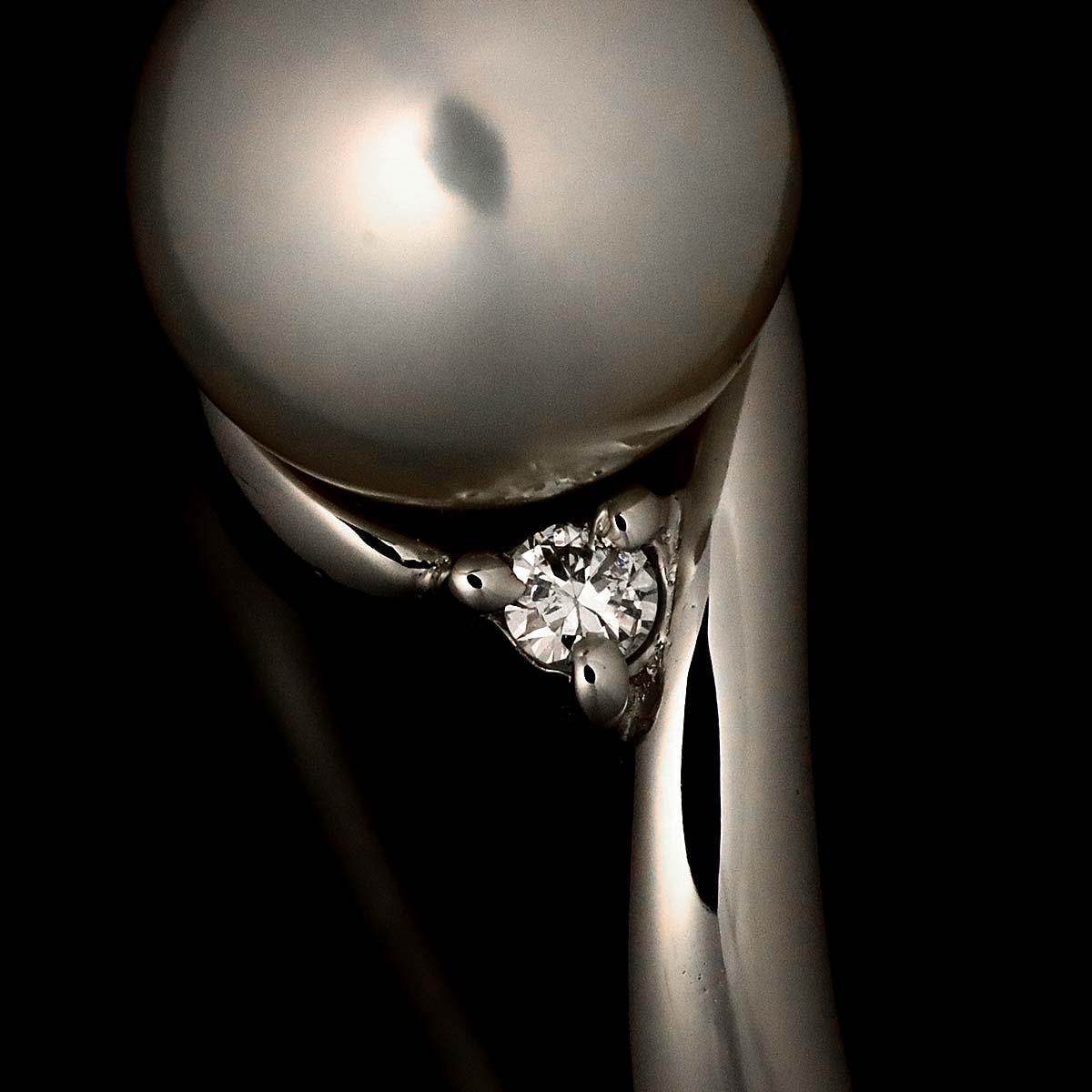 Akoya Pearl Diamond Ring Pt Platinum size5.5-5.75(US)
