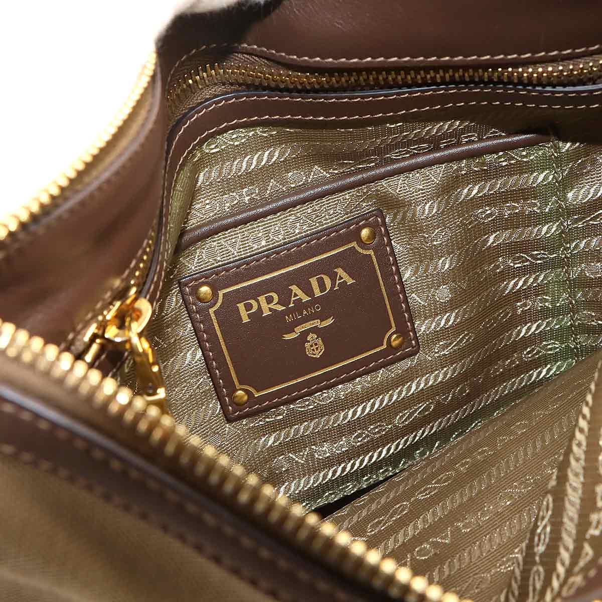 Logo Jacquard Shoulder Bag Canvas Leather Beige Brown Purse