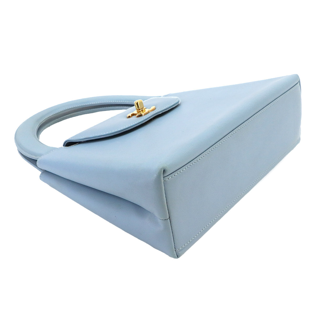 Kelly Hand Bag Leather Blue Purse Vintage