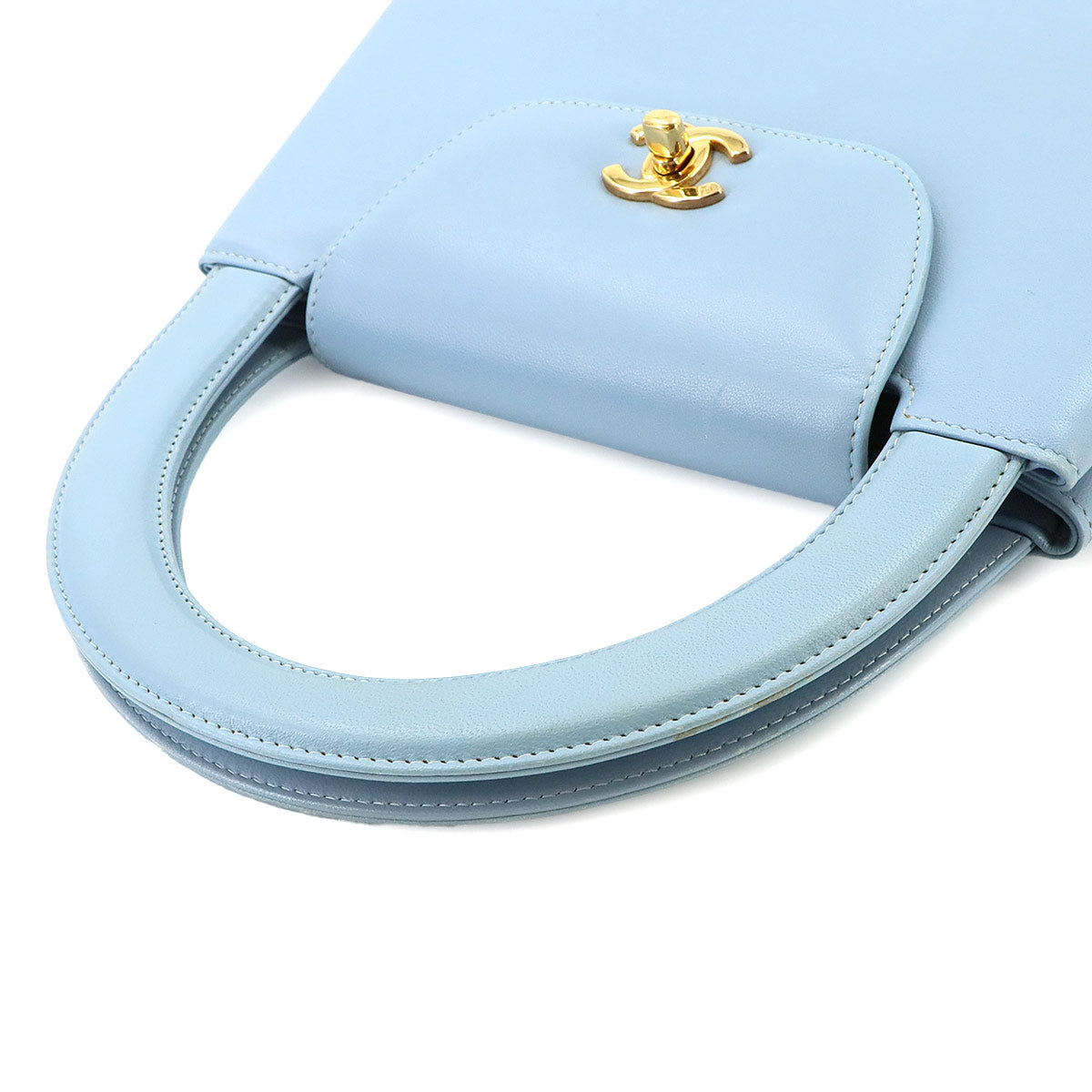 Kelly Hand Bag Leather Blue Purse Vintage