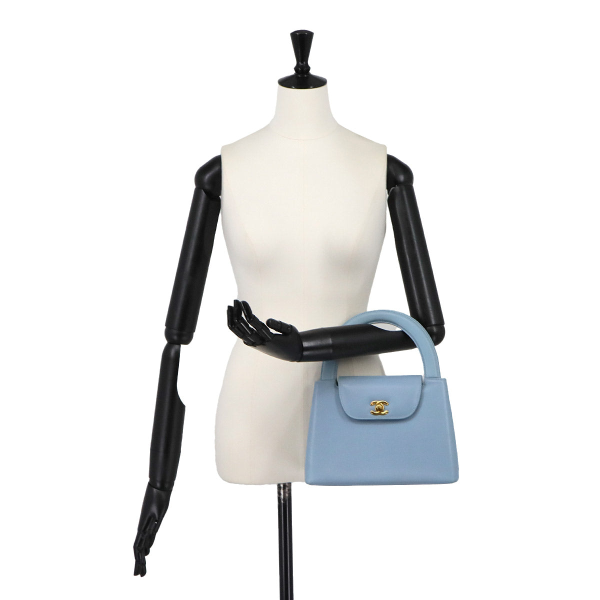 Kelly Hand Bag Leather Blue Purse Vintage