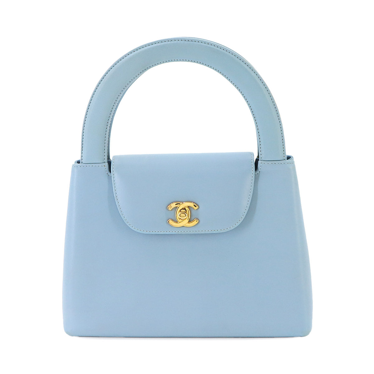 Kelly Hand Bag Leather Blue Purse Vintage
