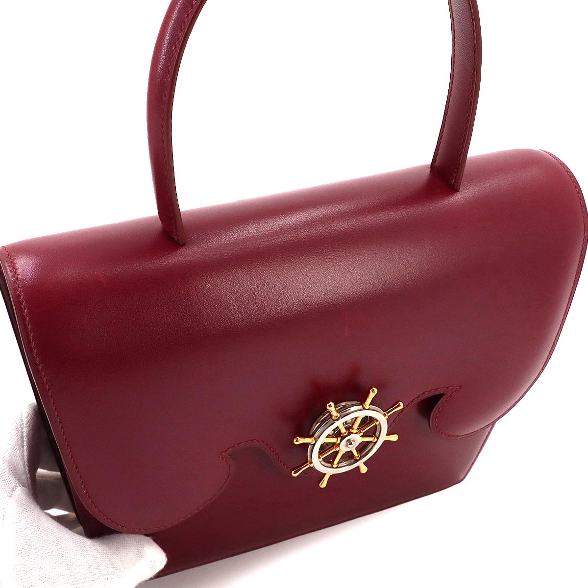 Frigate Hand Bag Boxcalf Rouge H Purse