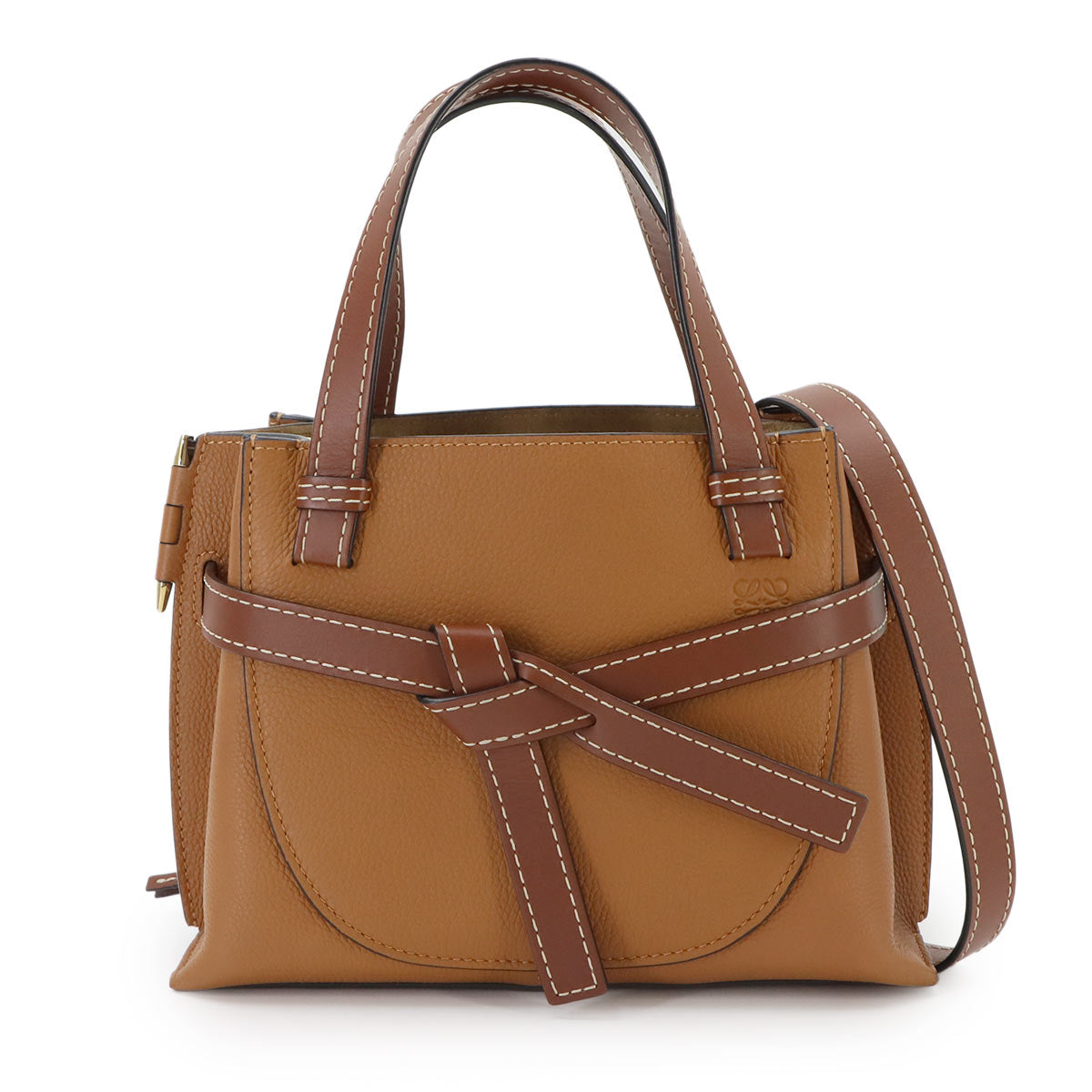 Gate Top Handle Mini Hand Shoulder Bag Leather Light camel