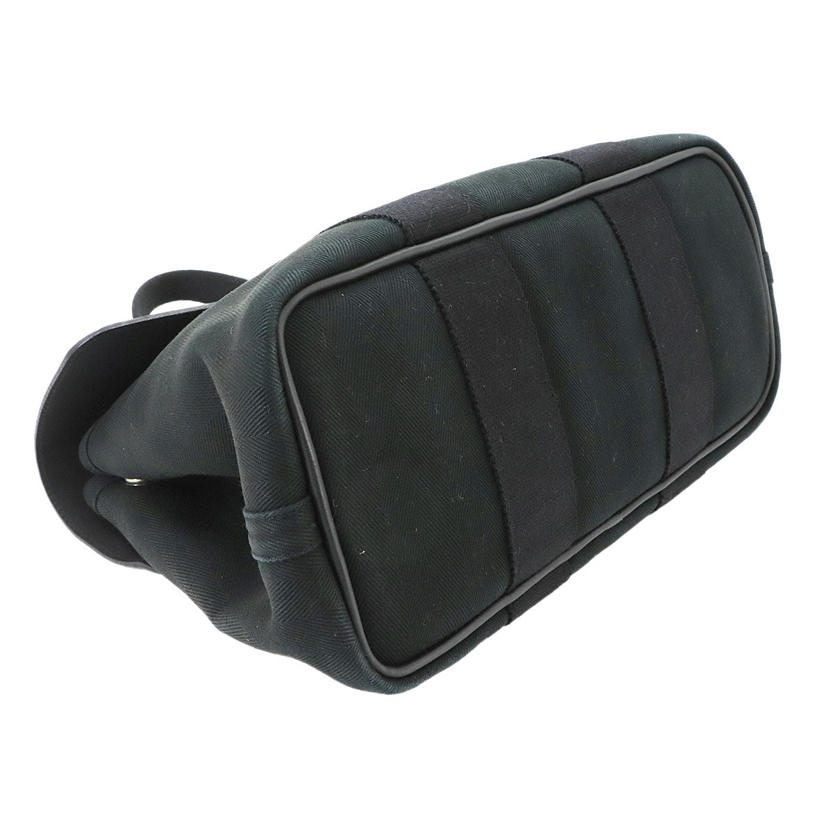 Valparaiso PM Hand Bag Toile Chevron Leather Black Purse