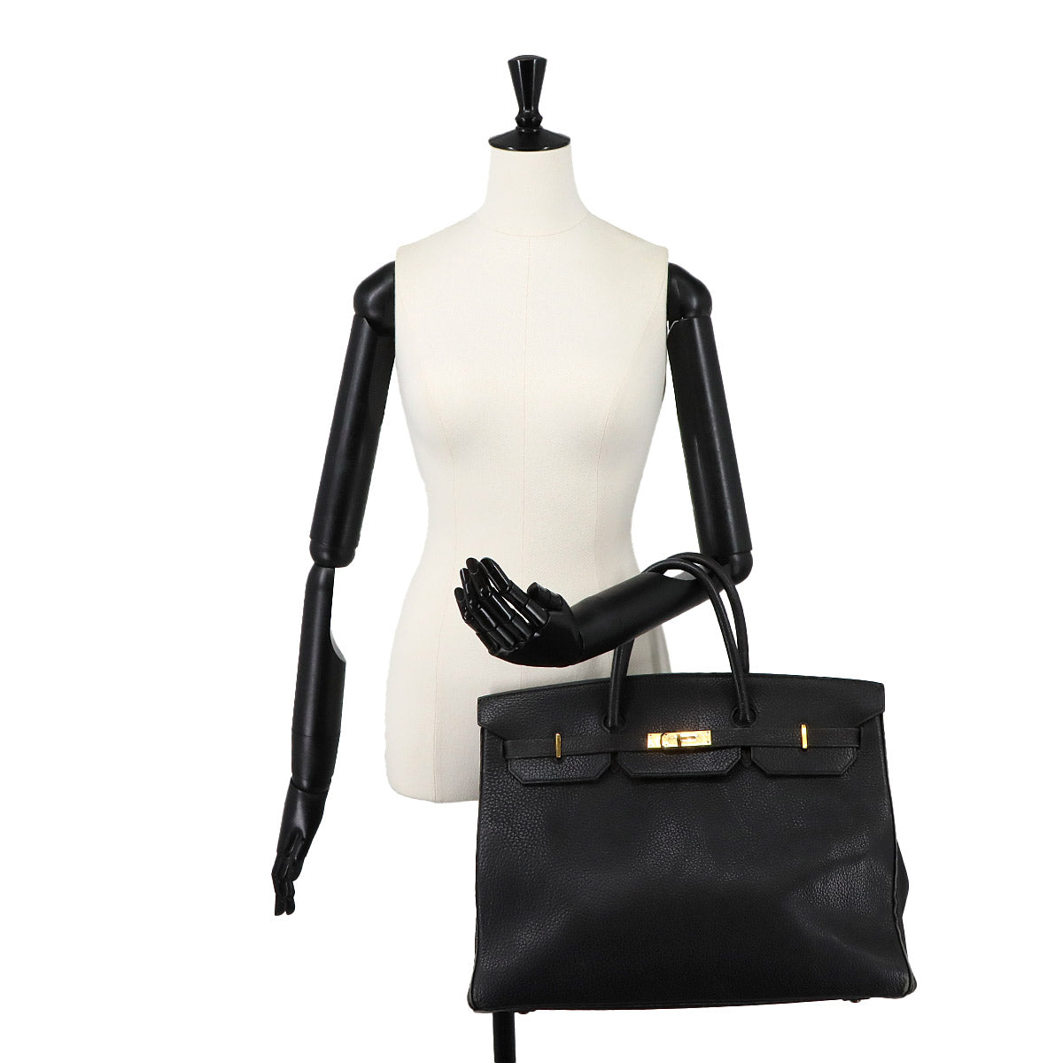Birkin 40 Ardennes Leather Black Hand Bag Vintage Purse