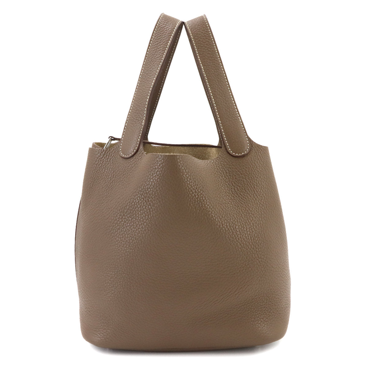 Picotin Lock MM Hand Bag Taurillon Clemence Etoupe Purse