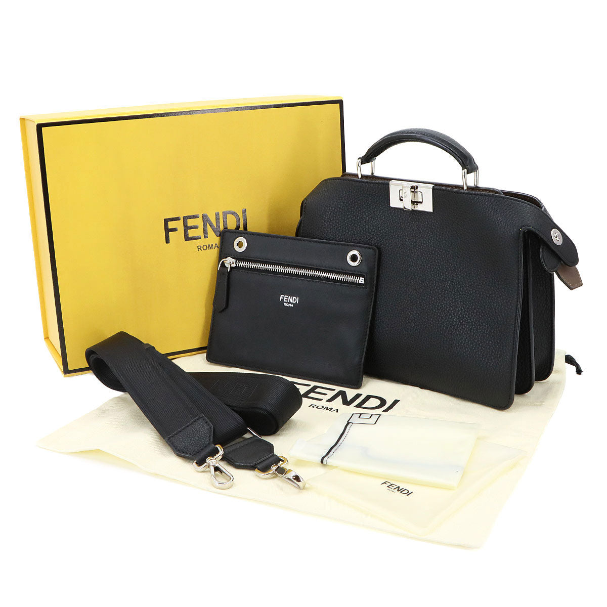 Peekaboo Iseeu Mini Hand Shoulder Bag Leather Black 7VA530 Purse
