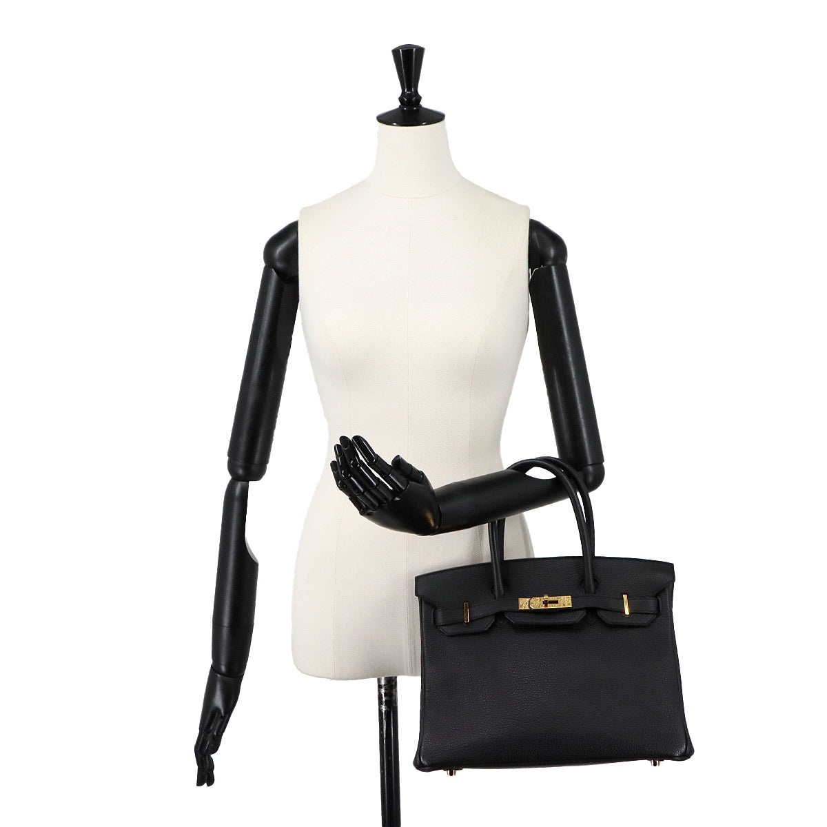 Birkin 30 Togo Leather Black Hand Bag Purse