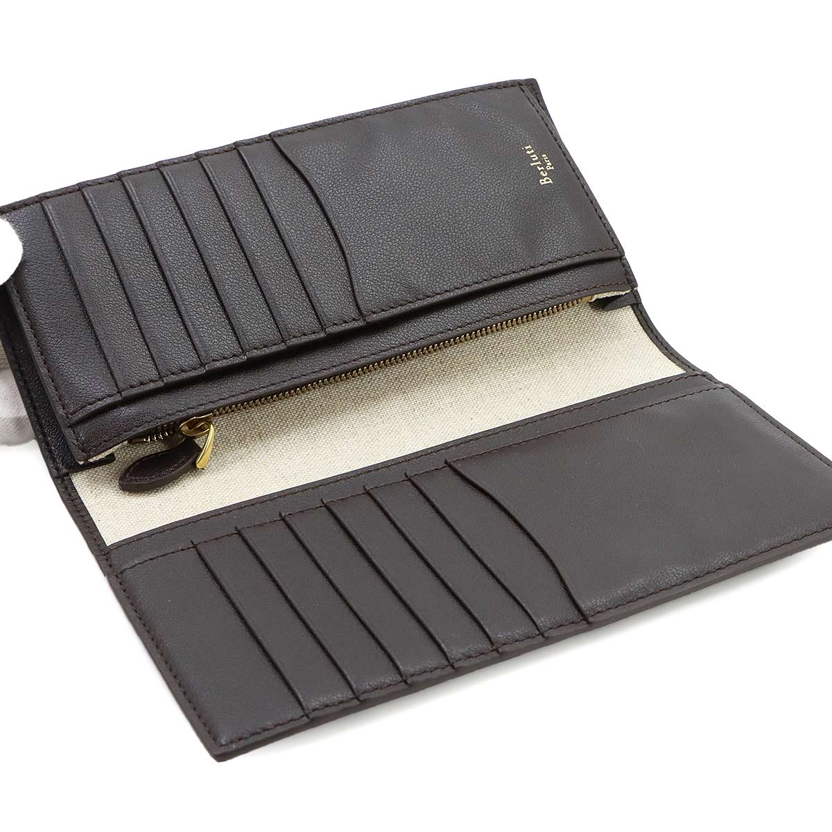Buddy Long Wallet Toile Marbeuf Canvas Leather Dark brown