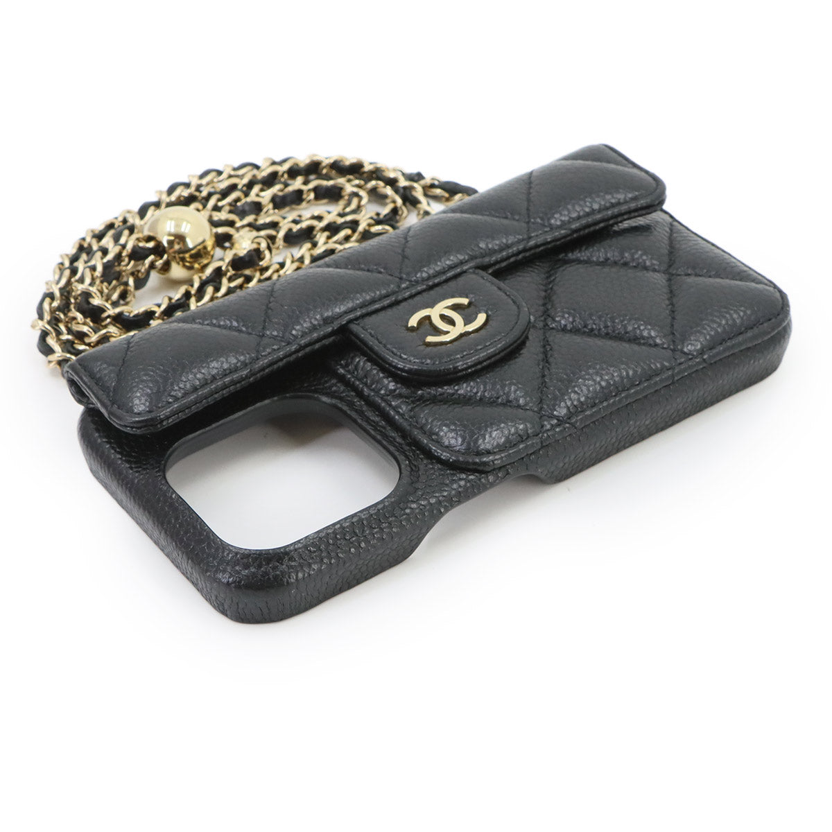 Matelasse iPhone 14 PRO Case Leather Black