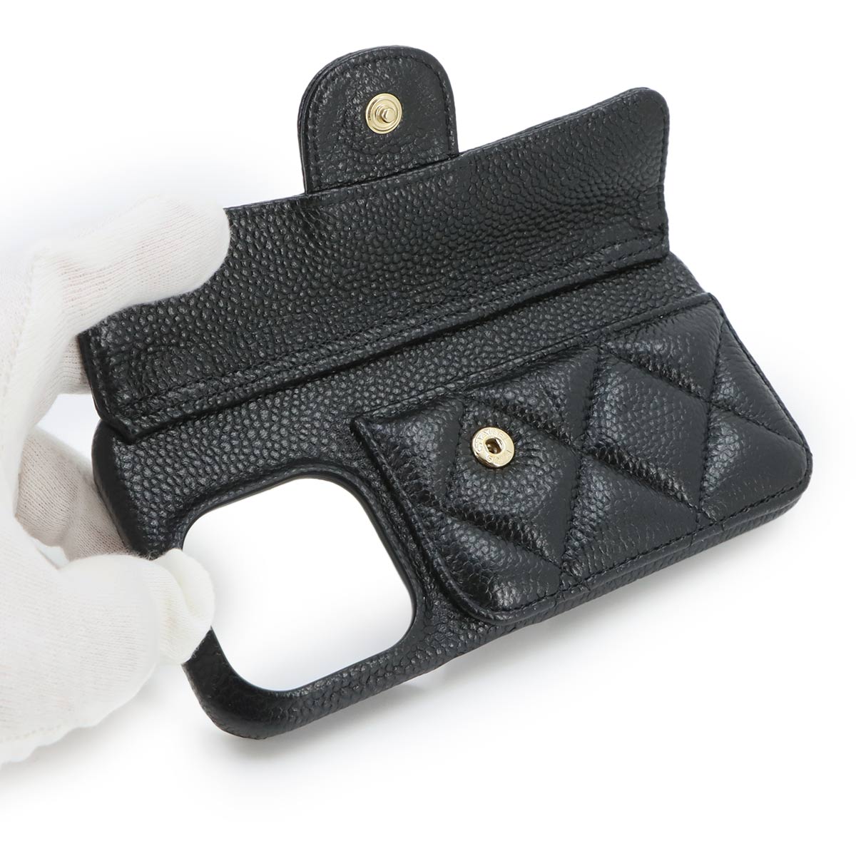Matelasse iPhone 14 PRO Case Leather Black