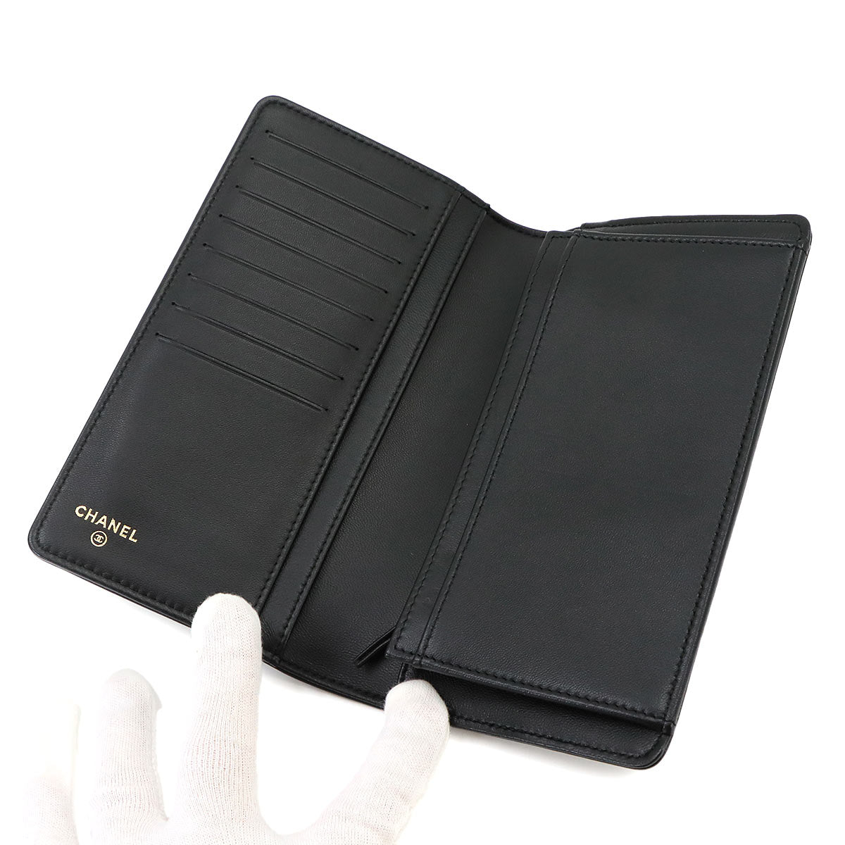 CHANEL Boy Chanel Long Wallet Leather Black A80285 Chevron V Stitch