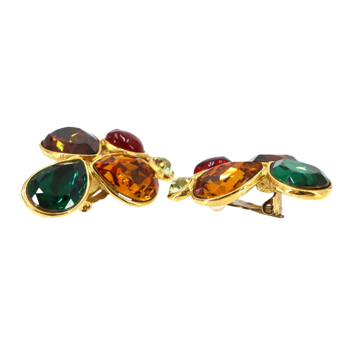 Gripoix Earrings Gold Multi color Vintage Accessory