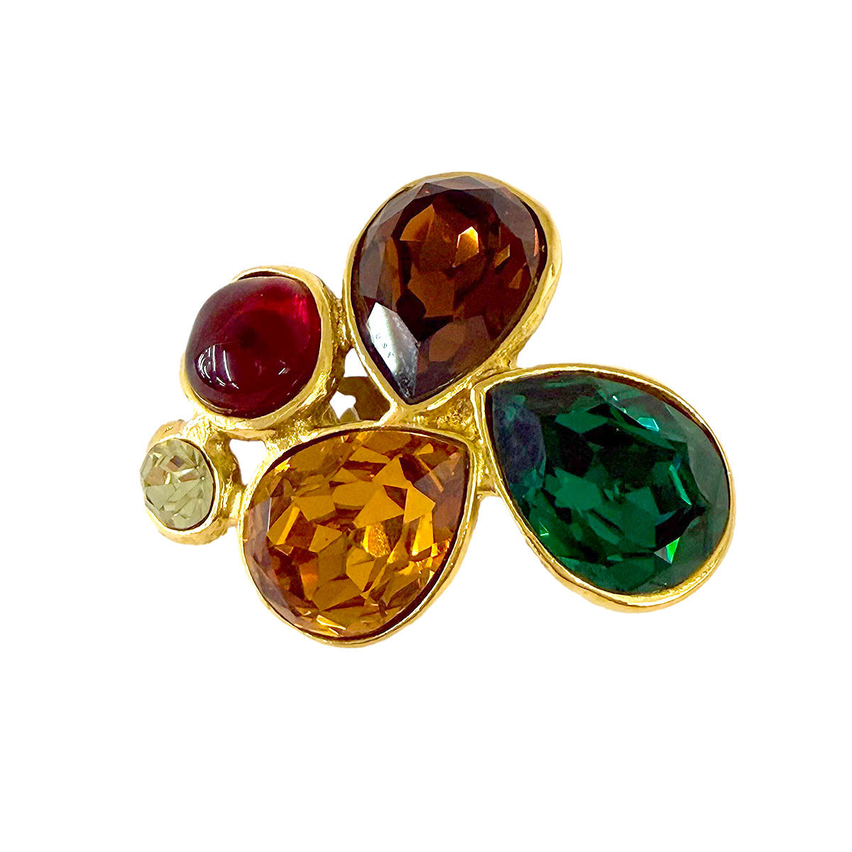 Gripoix Earrings Gold Multi color Vintage Accessory