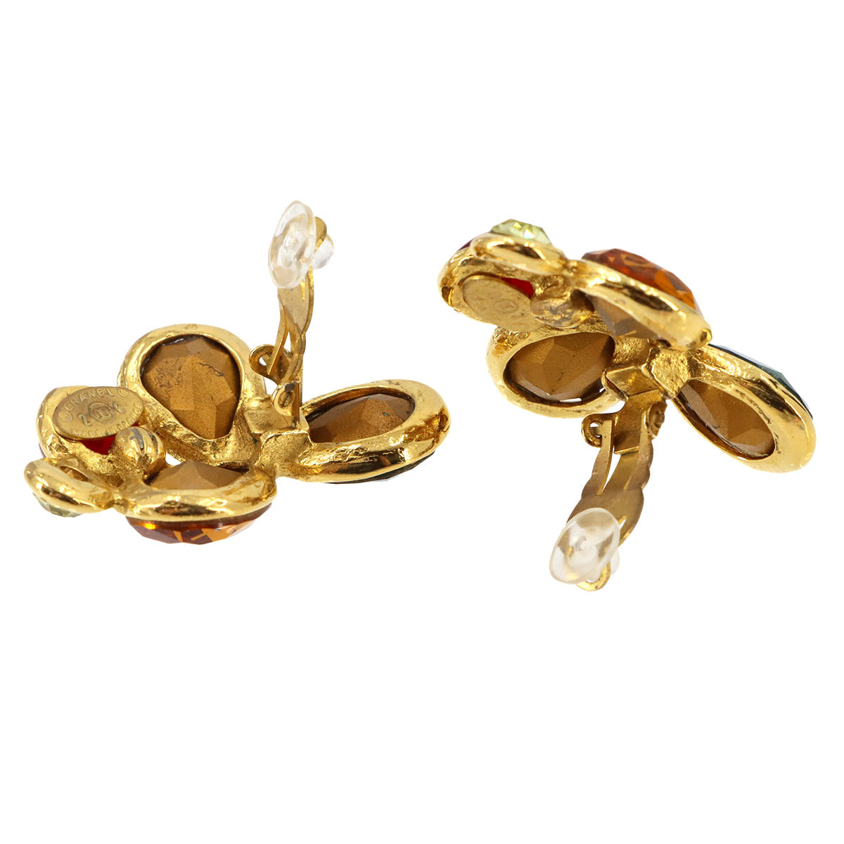 Gripoix Earrings Gold Multi color Vintage Accessory
