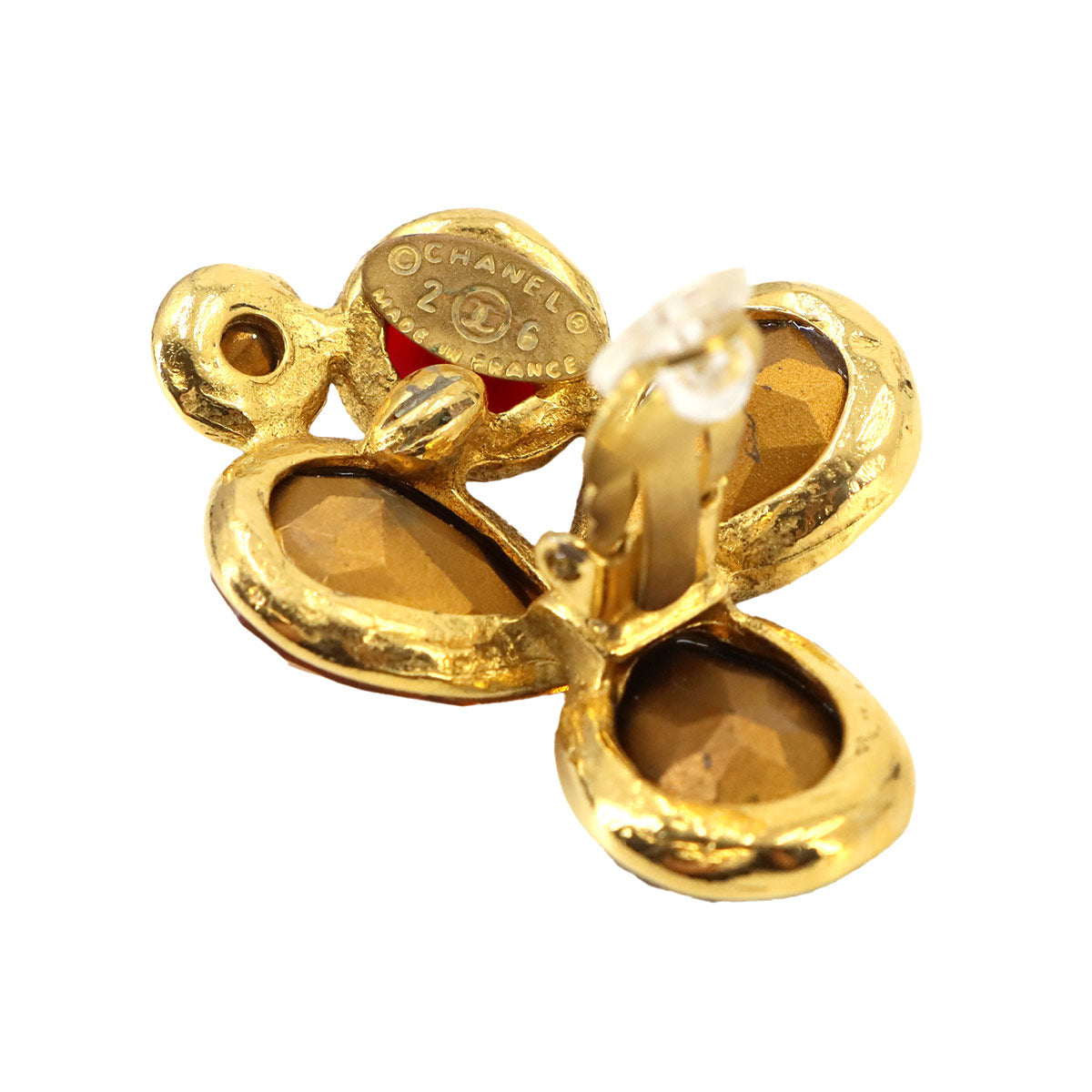 Gripoix Earrings Gold Multi color Vintage Accessory