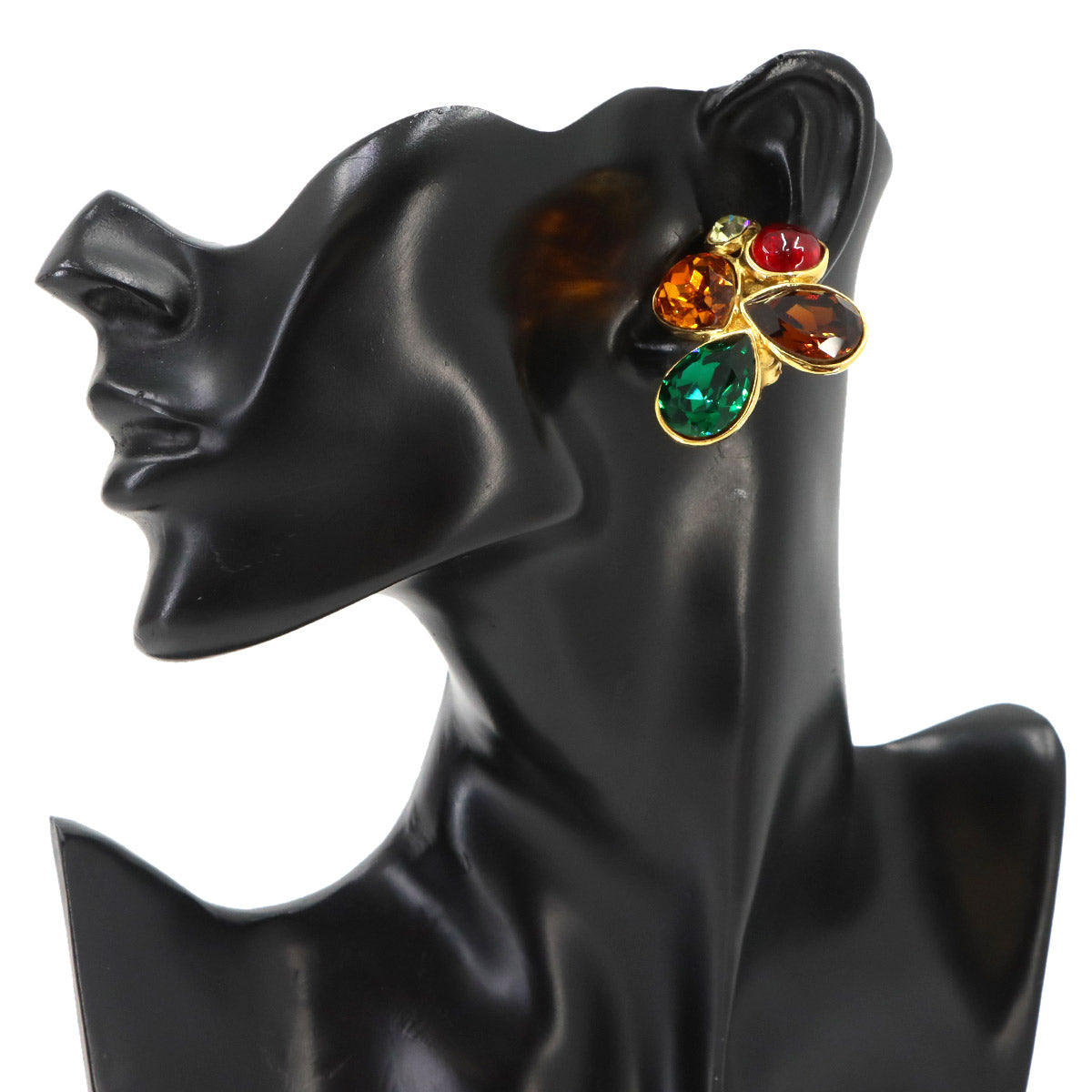 Gripoix Earrings Gold Multi color Vintage Accessory