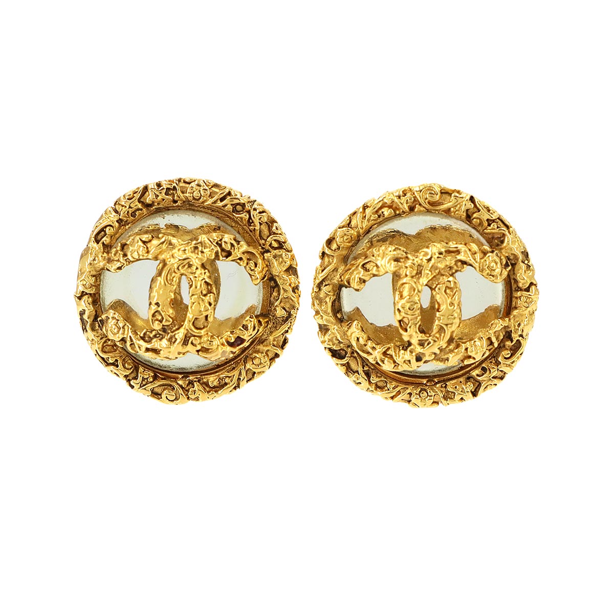 Coco Earrings Round type Gold Vintage Accessory