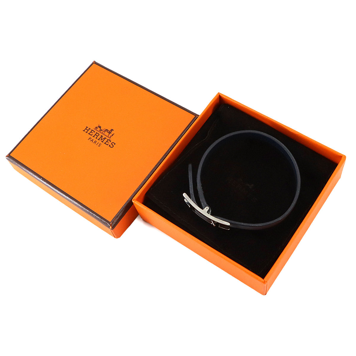 Behapi Double Tour Reversible Bracelet Swift Epsom Bleu Lin T4