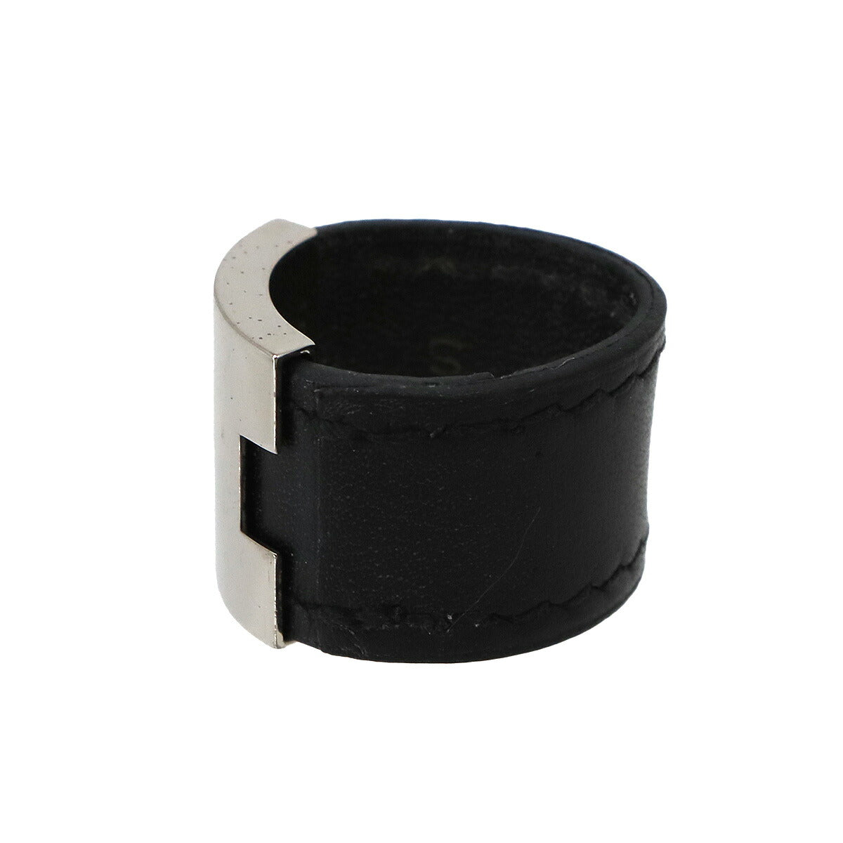 Roulis Ring Leather Metal Black Silver S Accessory