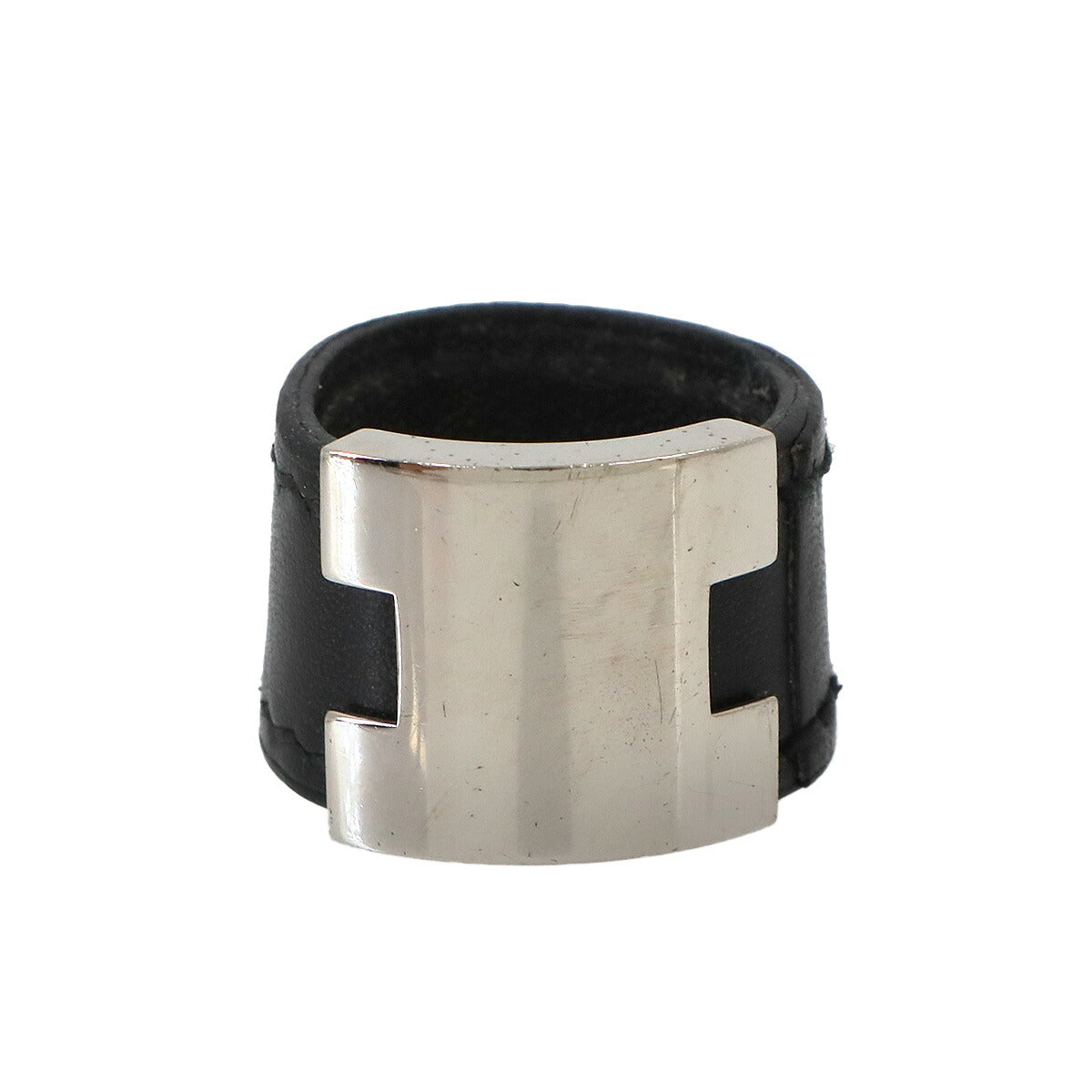 Roulis Ring Leather Metal Black Silver S Accessory