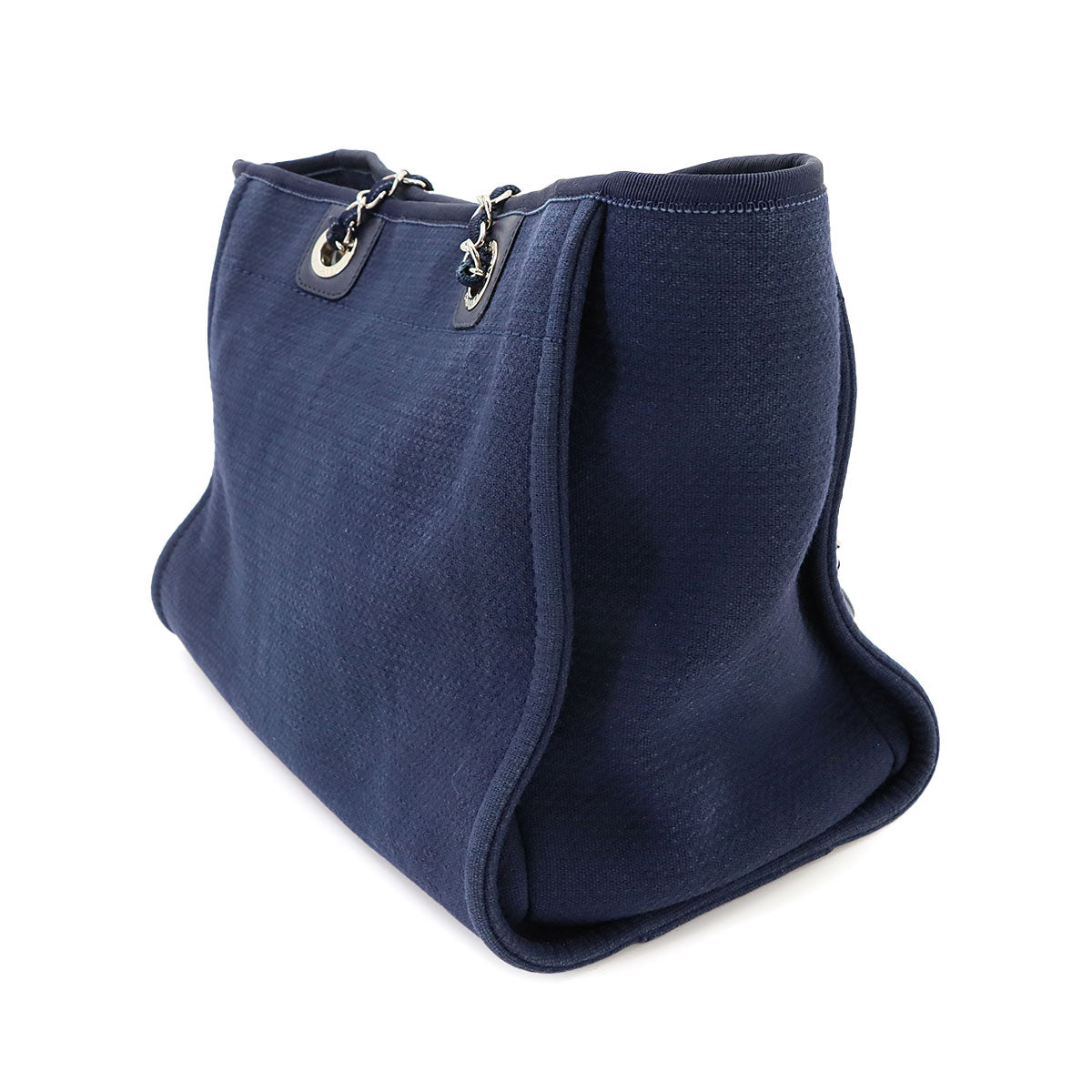 Deauville MM Chain Tote Bag Leather Navy A67001 Purse