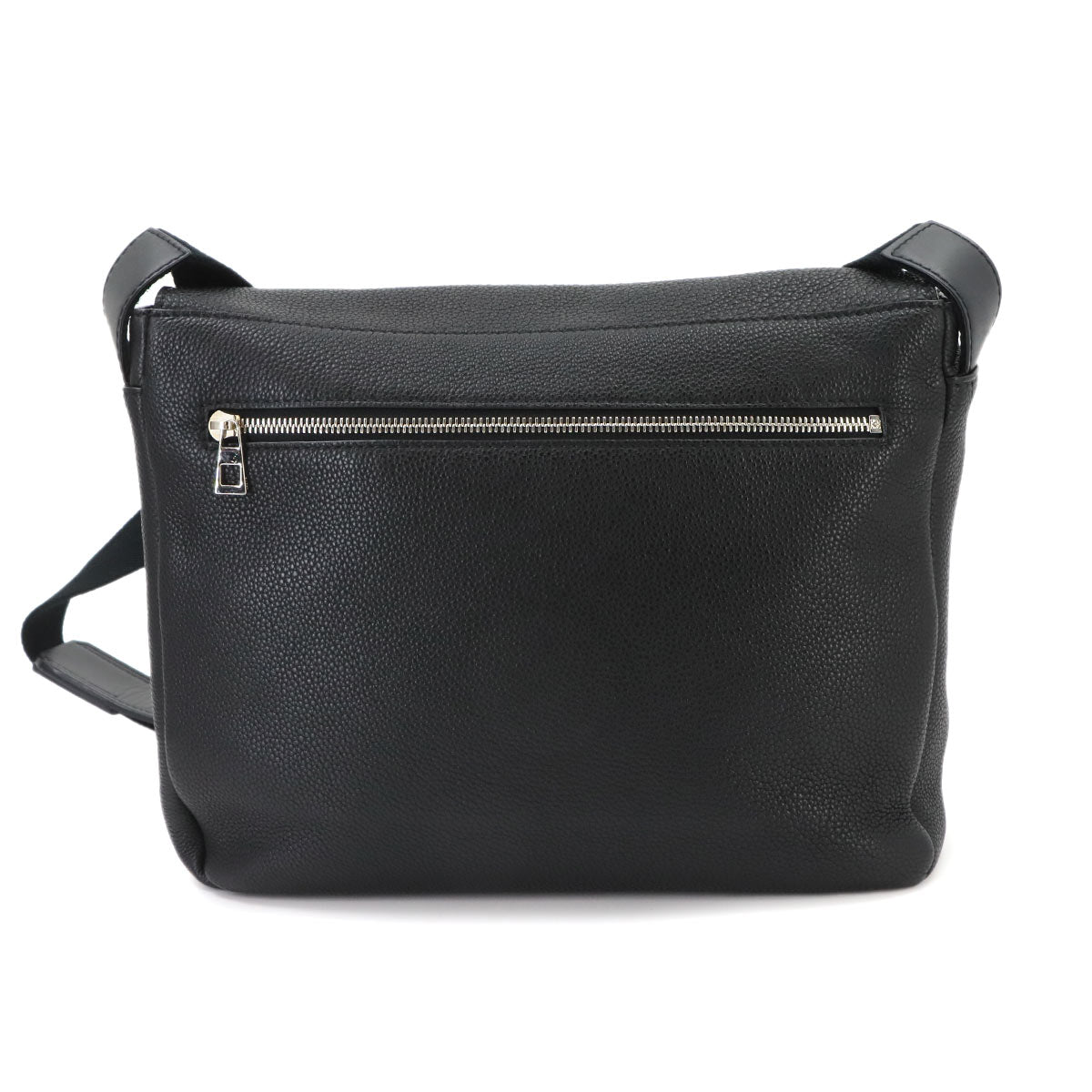 Military Messenger Shoulder Bag Leather Black Purse