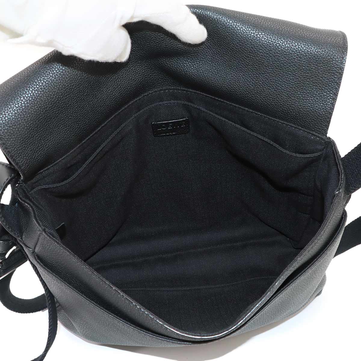Military Messenger Shoulder Bag Leather Black Purse