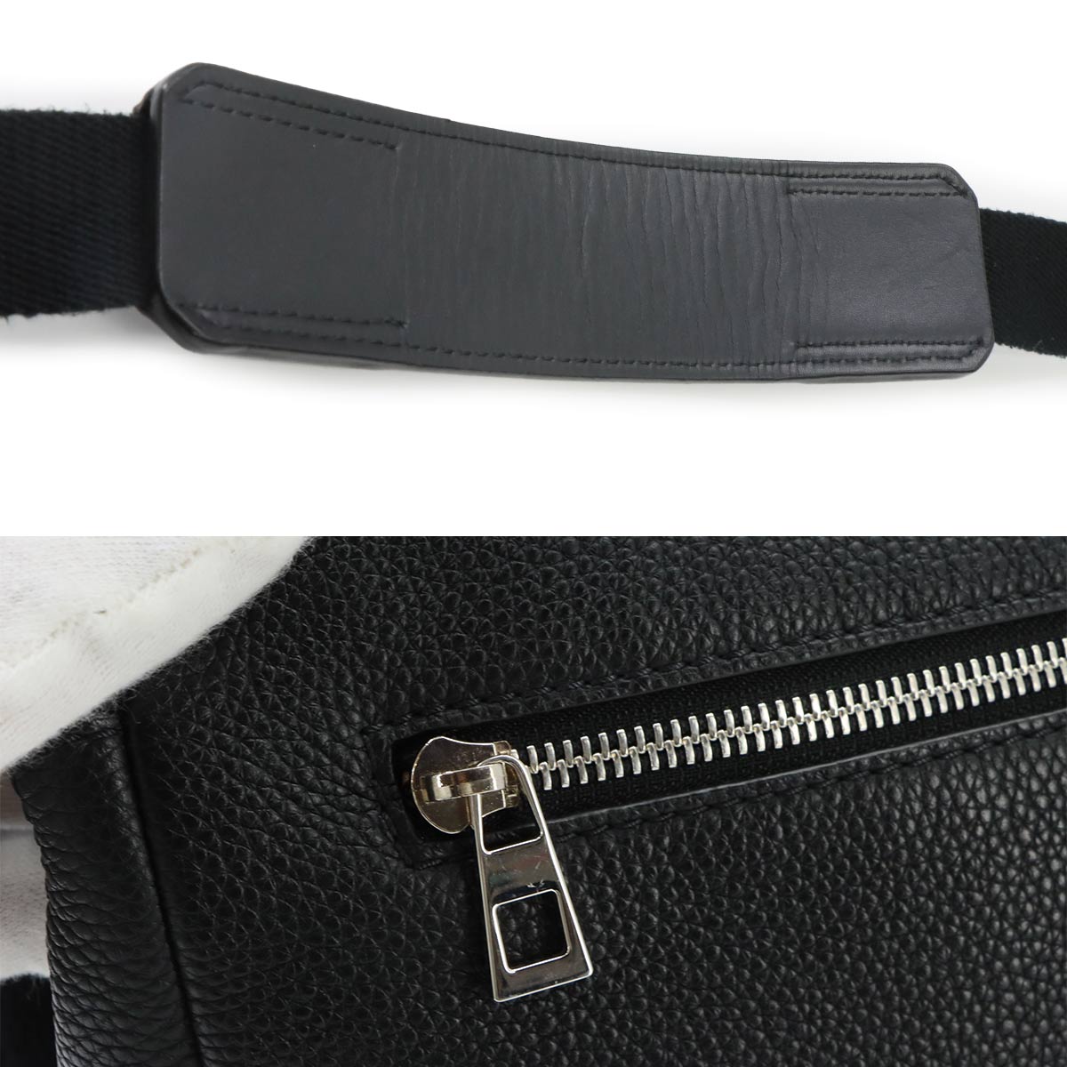 Military Messenger Shoulder Bag Leather Black Purse