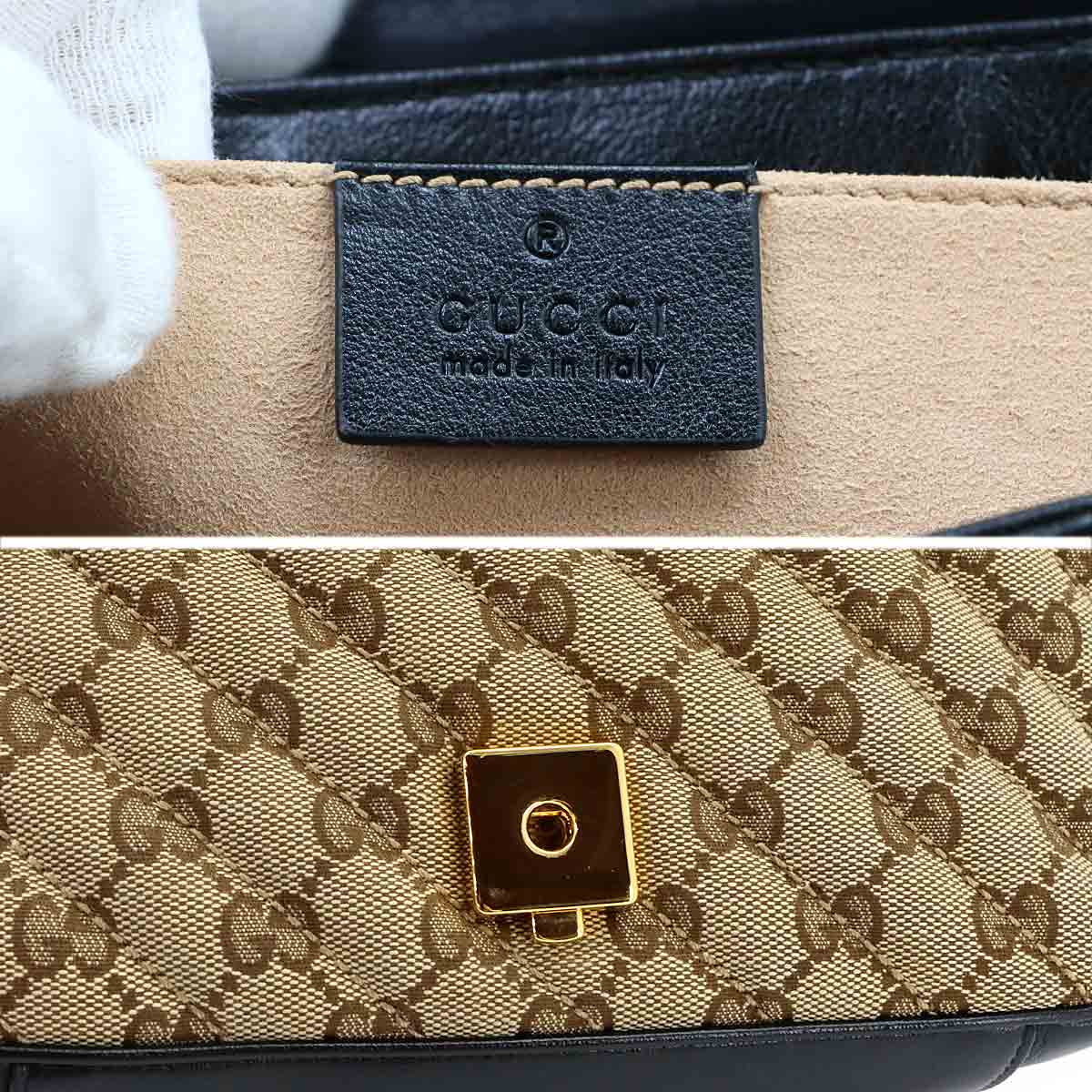 GG Marmont Small Shoulder Bag GG Canvas Leather Beige 446744