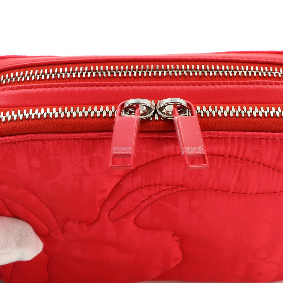 ERL Collab Mirage Quilting Shoulder Bag Nylon Red Purse