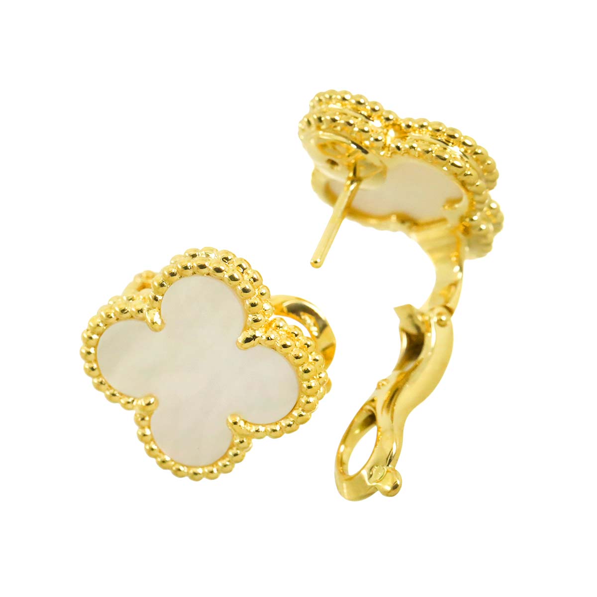 Vintage Alhambra MOP Earrings Pierced 18K YG