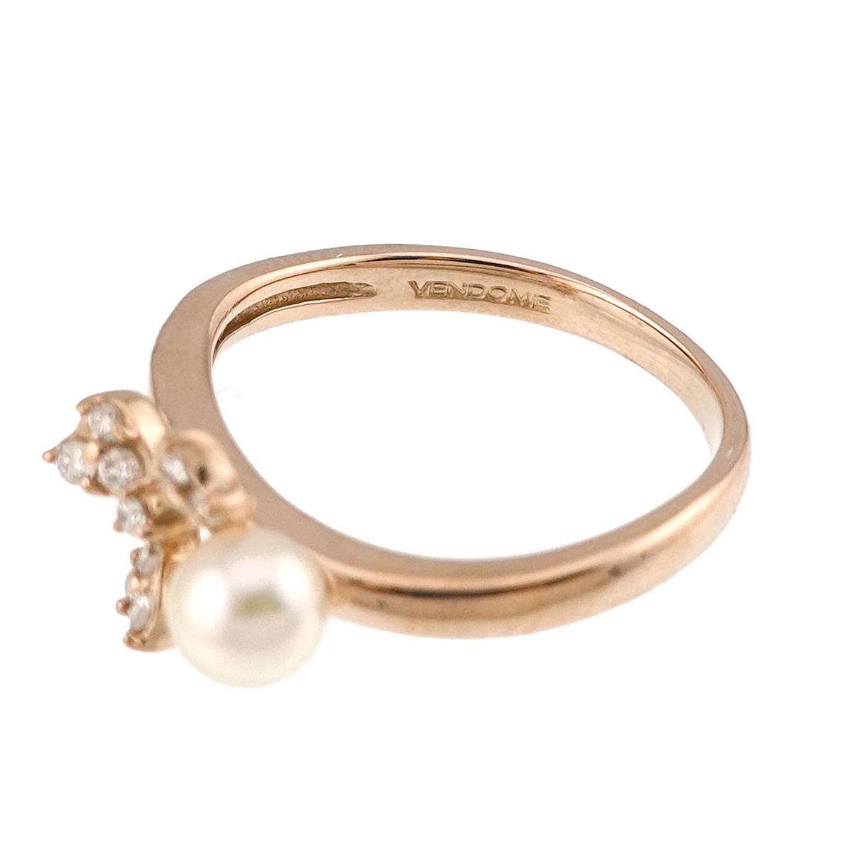 Baby Pearl Diamond Ring 18K K18 PG 750 size4.5(US)
