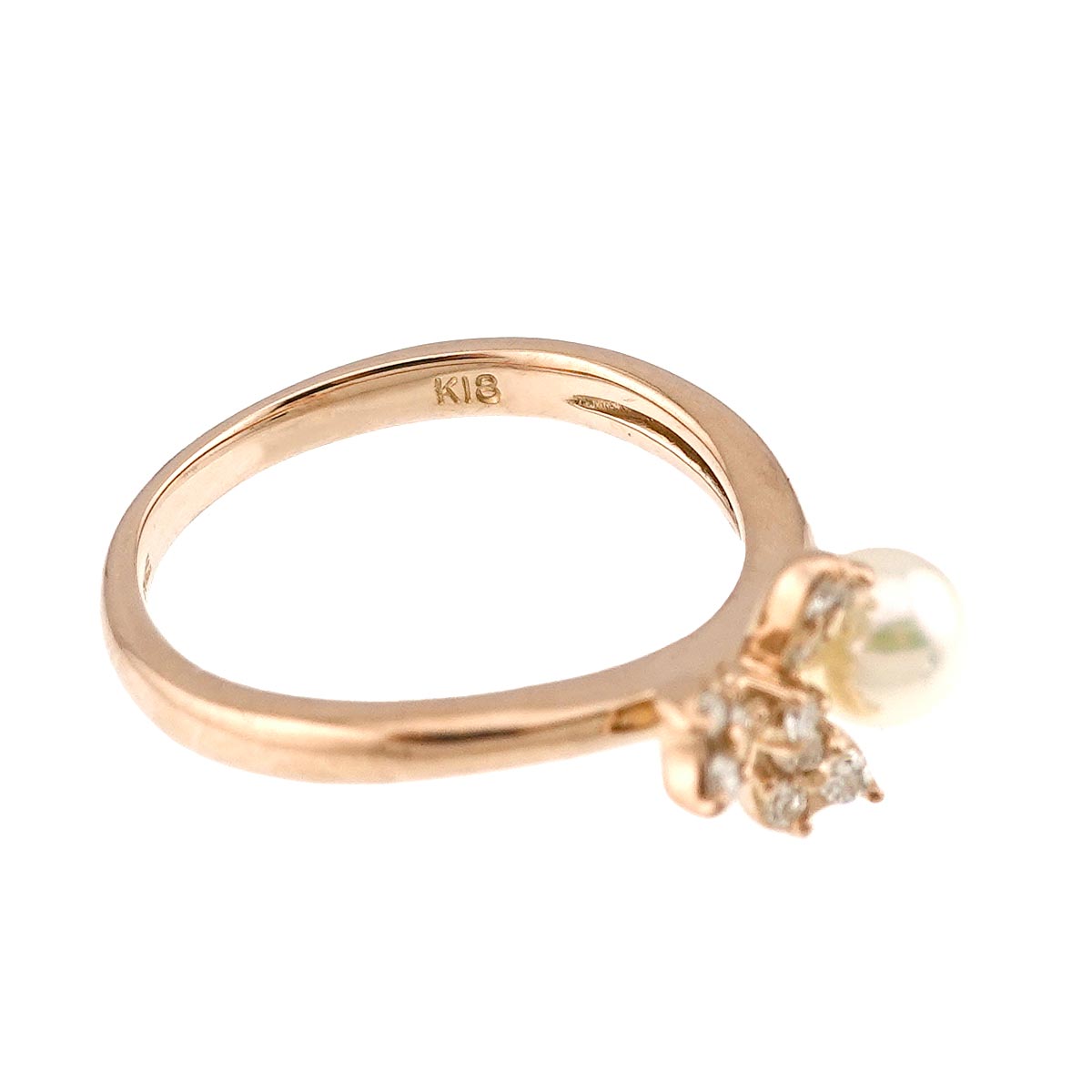 Baby Pearl Diamond Ring 18K K18 PG 750 size4.5(US)
