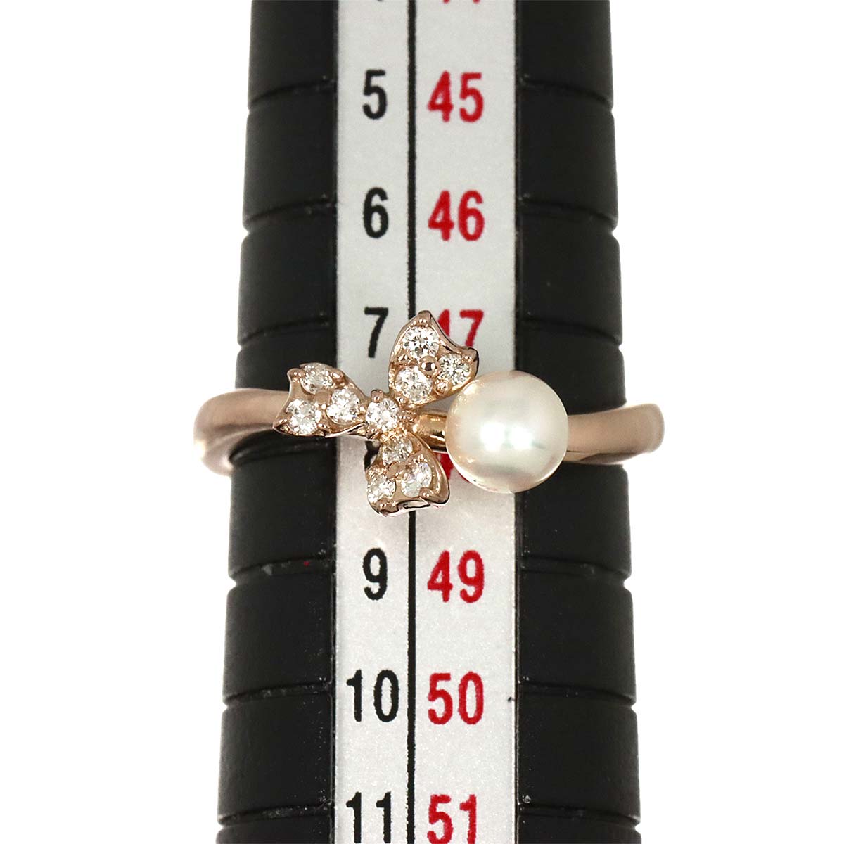 Baby Pearl Diamond Ring 18K K18 PG 750 size4.5(US)