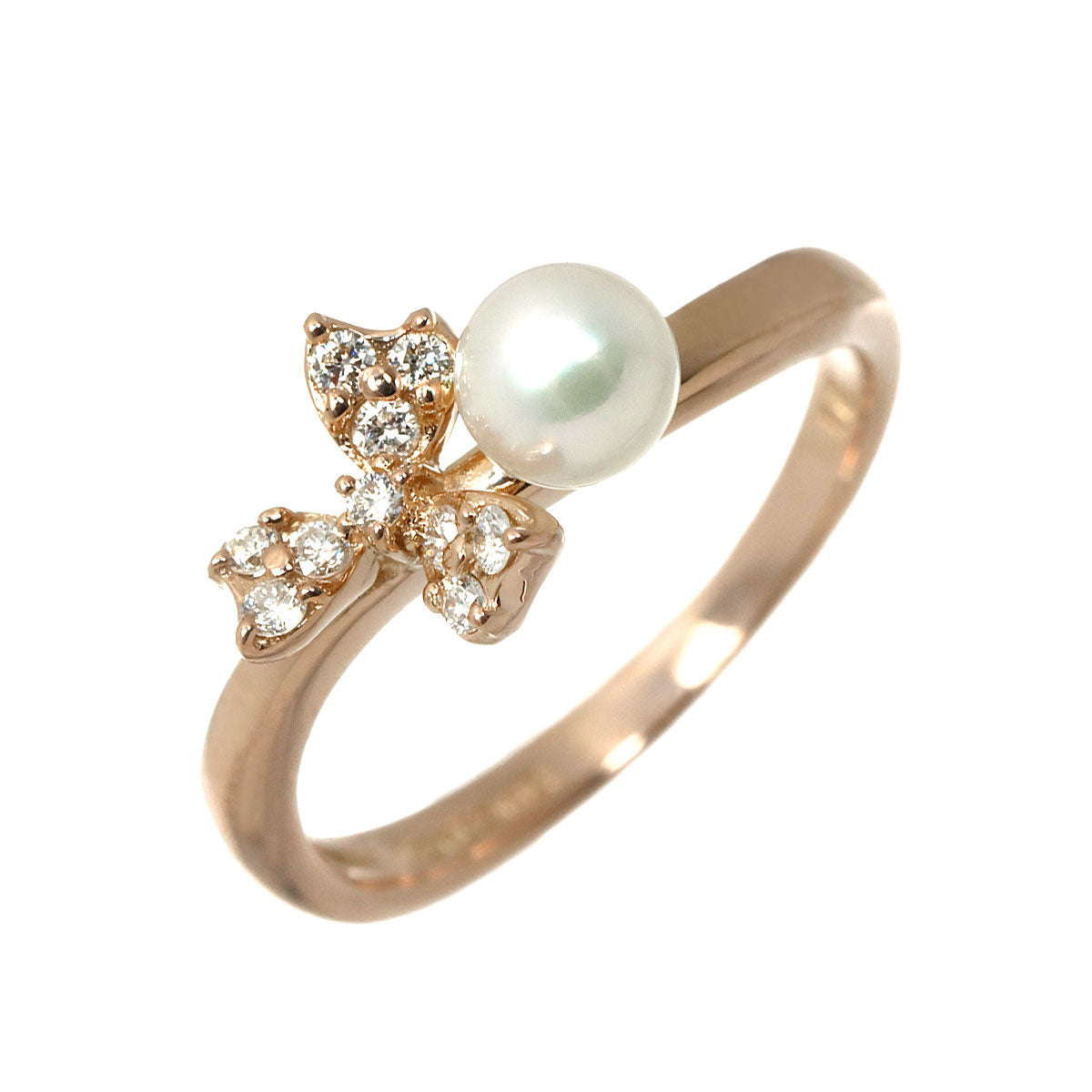 Baby Pearl Diamond Ring 18K K18 PG 750 size4.5(US)