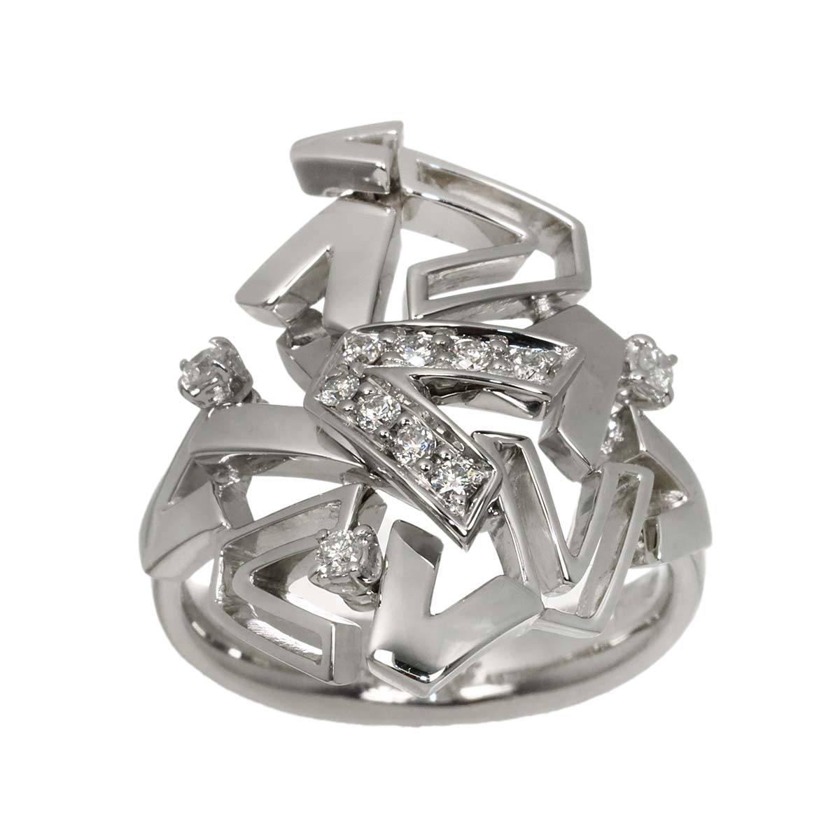 Diamond Ring 18K White Gold 750 size8.75(US)