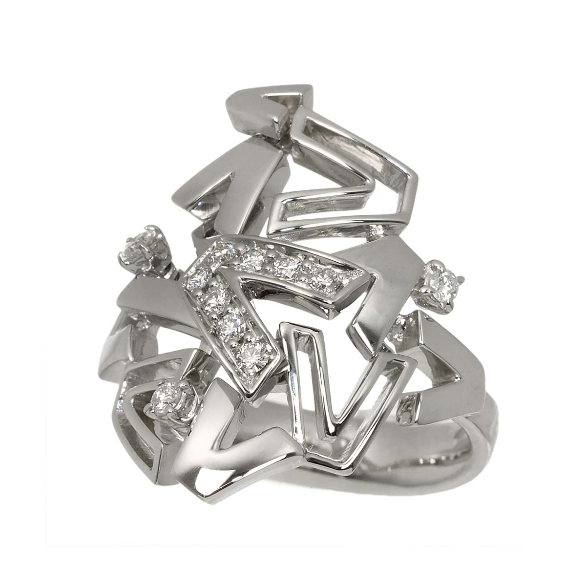 Diamond Ring 18K White Gold 750 size8.75(US)