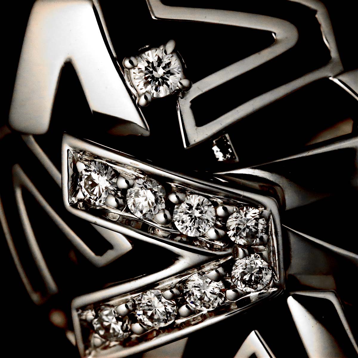 Diamond Ring 18K White Gold 750 size8.75(US)