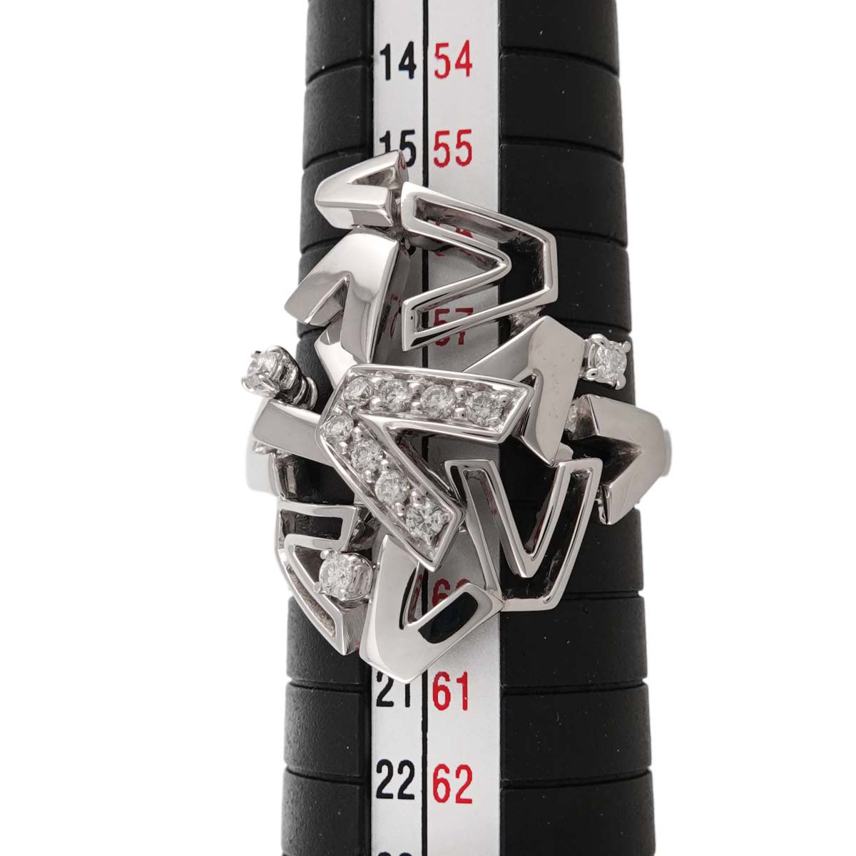 Diamond Ring 18K White Gold 750 size8.75(US)