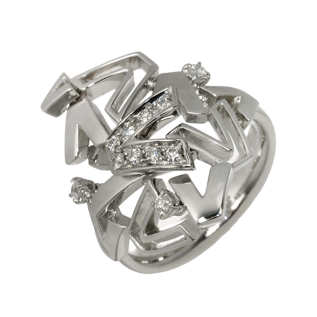 Diamond Ring 18K White Gold 750 size8.75(US)