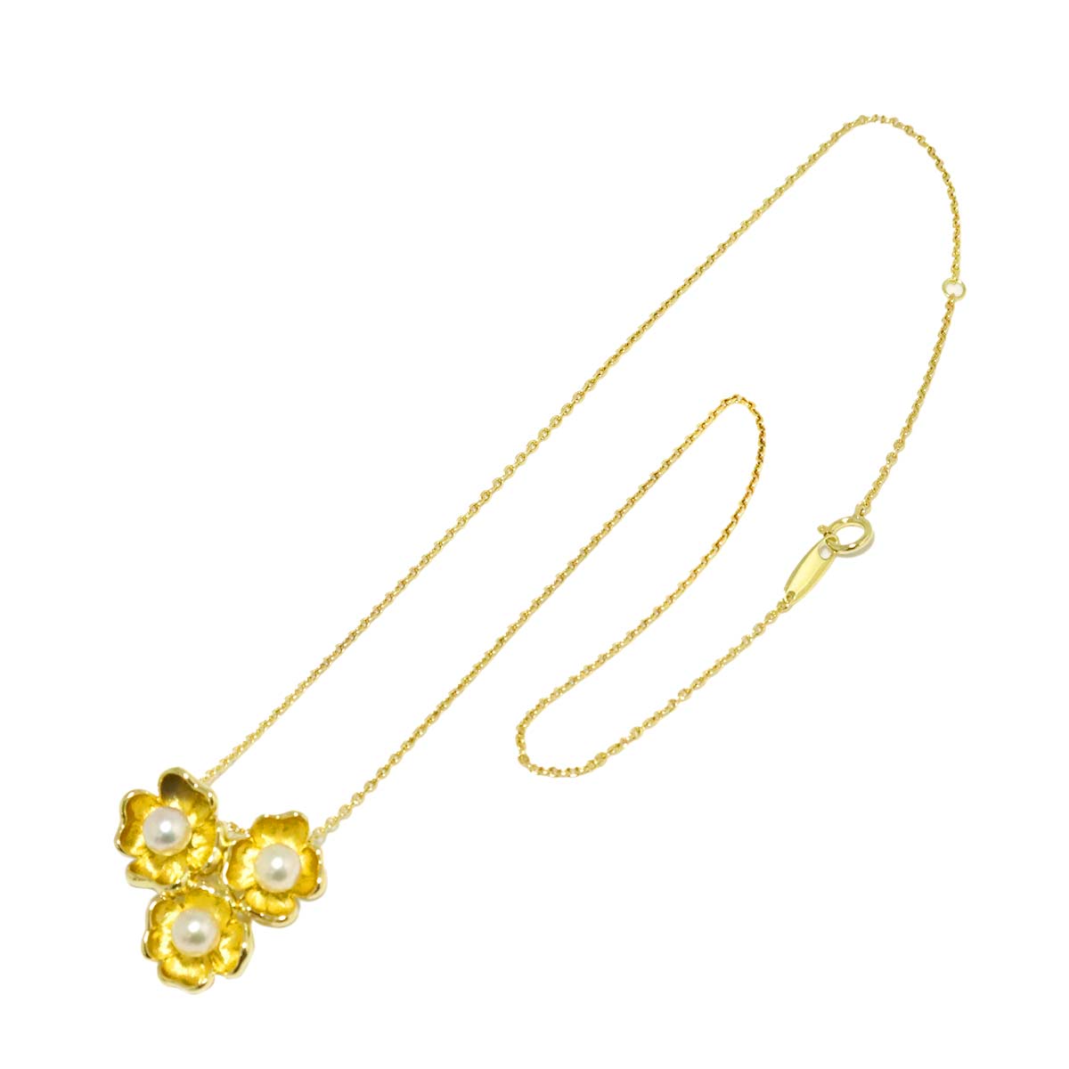 Akoya Pearl Necklace 18K K18 Yellow Gold 750