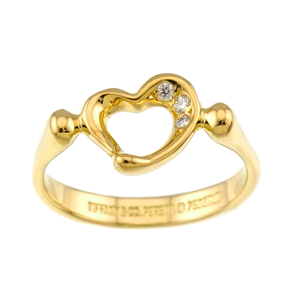 Open Heart Diamond Ring 18K YG 750 Size5.5-5.75(US)