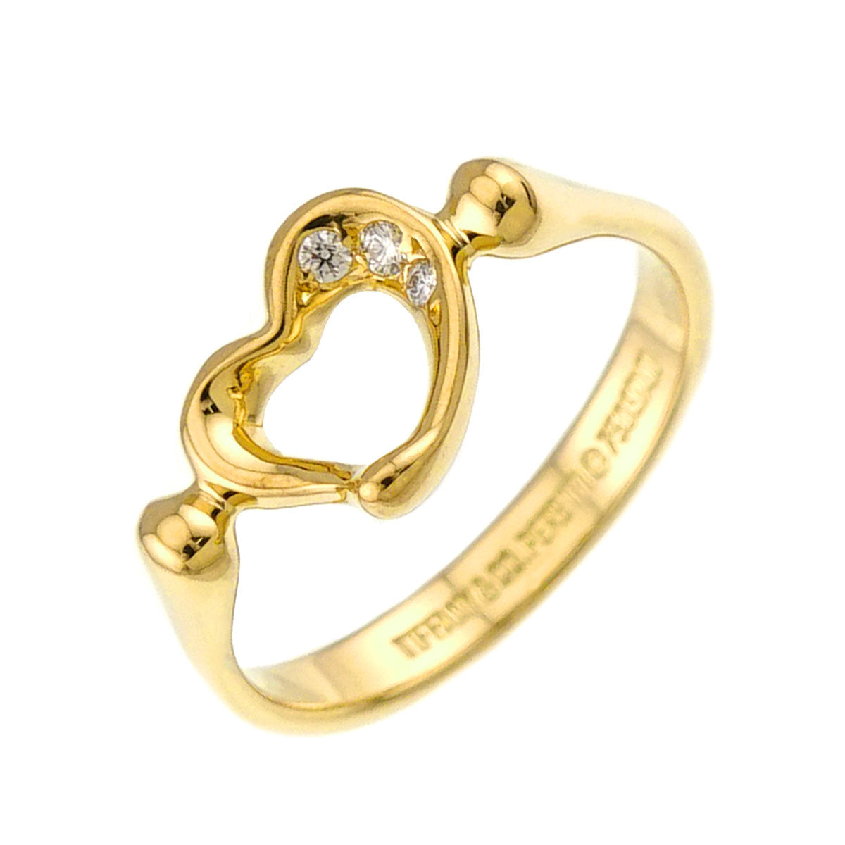 Open Heart Diamond Ring 18K YG 750 Size5.5-5.75(US)