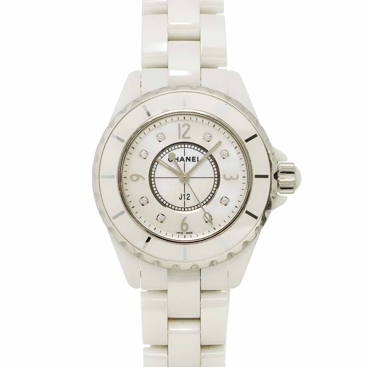 J12 H2422 33mm 8P Diamond Quartz White Shell Dial Ladies Watch