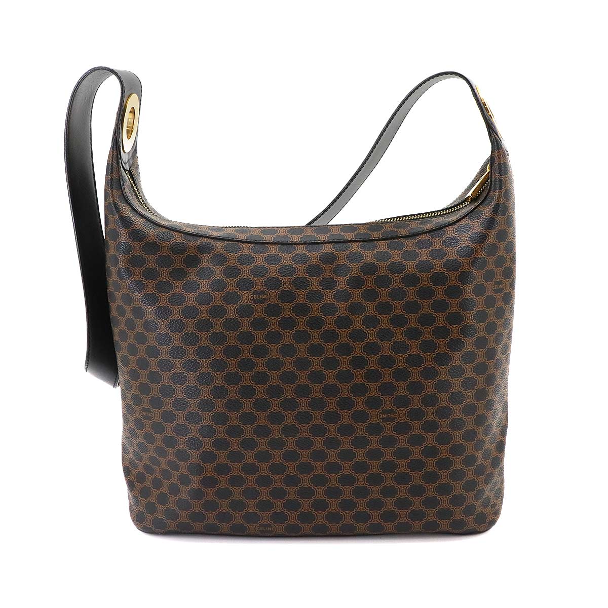 Macadam Shoulder Bag PVC Leather Black Brown Vintage Purse