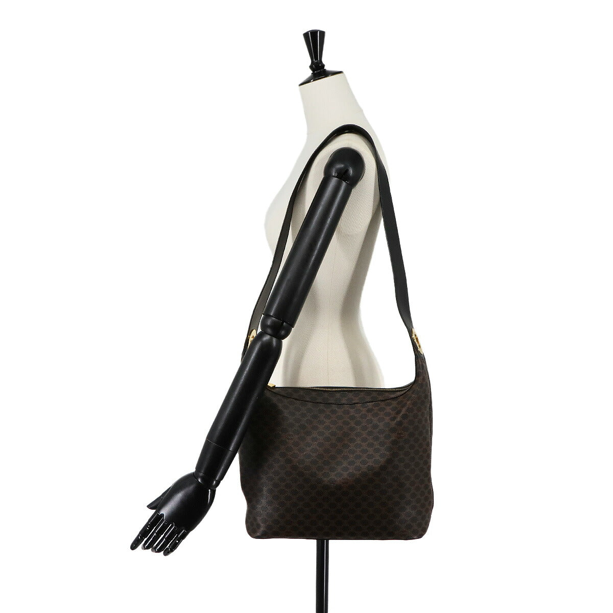 Macadam Shoulder Bag PVC Leather Black Brown Vintage Purse