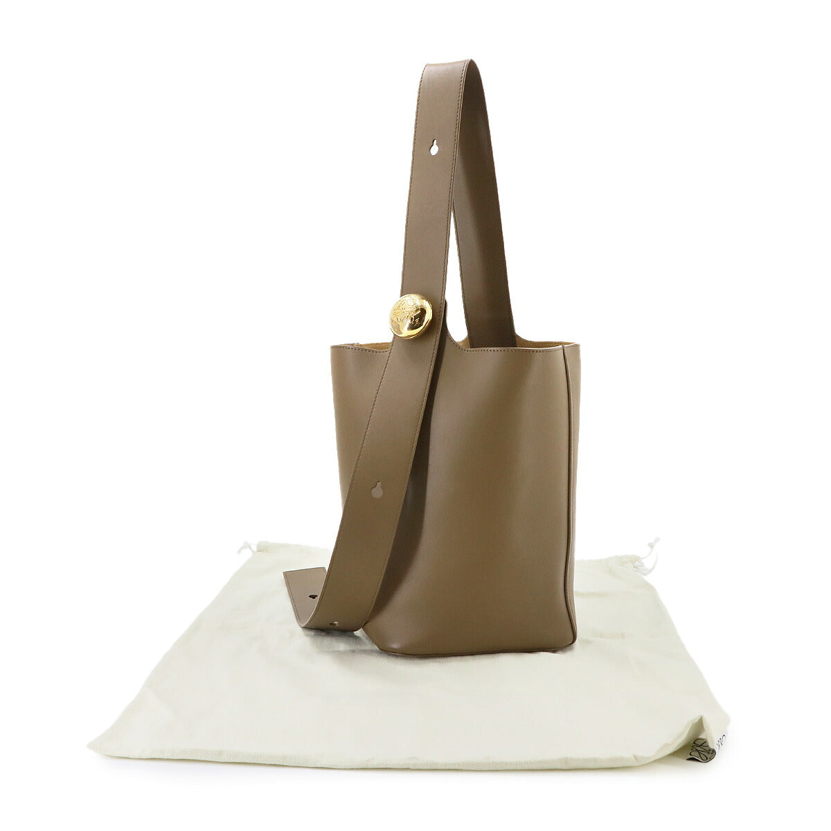 Pebble Bucket Bag Medium Hand Shoulder Bag Leather Brown